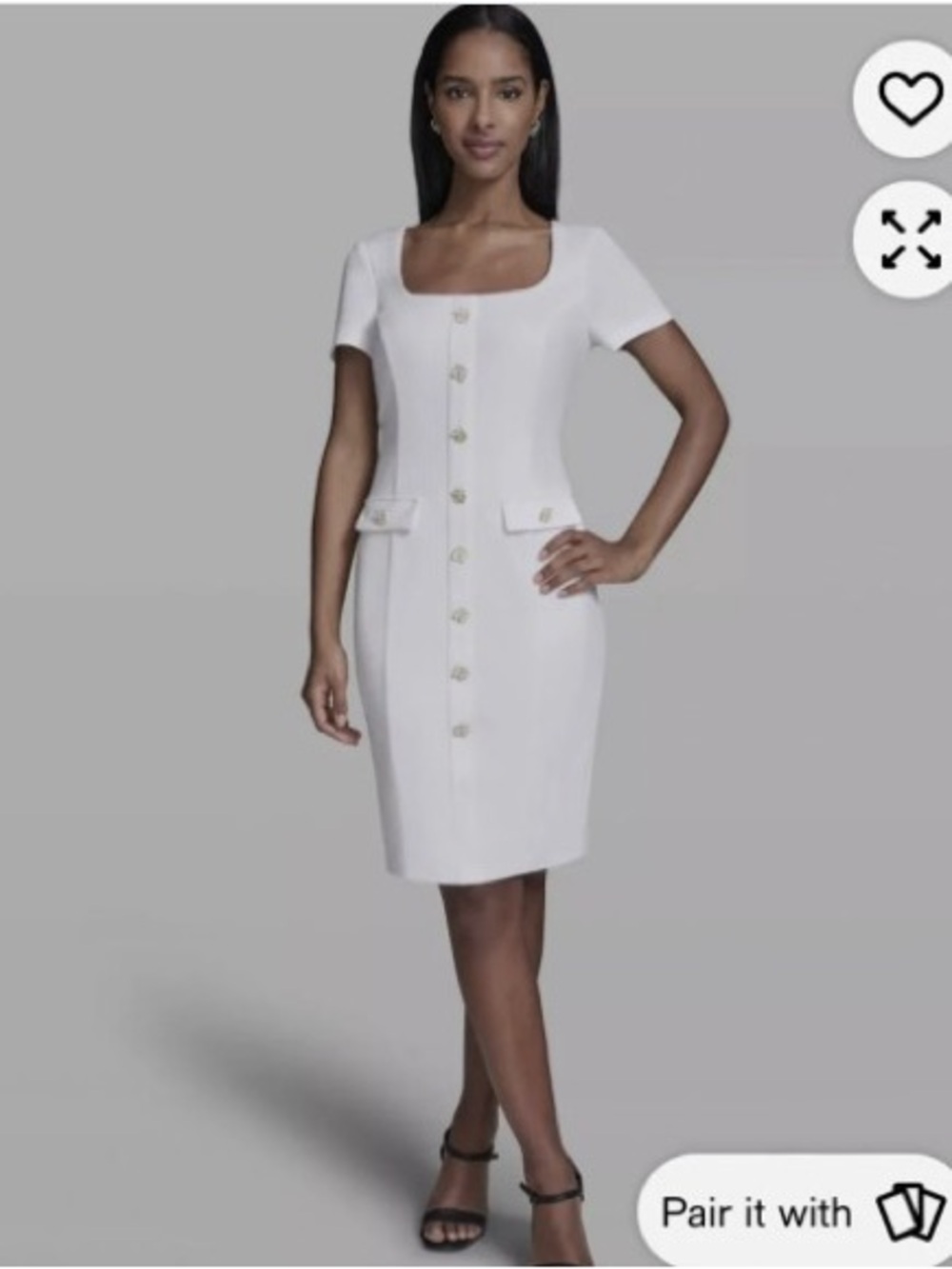 Karl Lagerfeld Paris Size Flower Button Sheath Dress white size 6 NWT